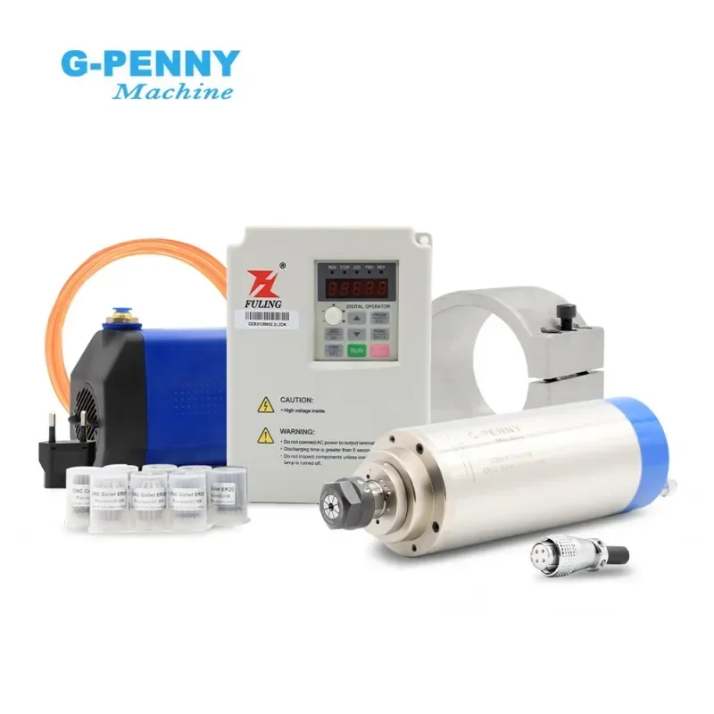 G-penny 2.2KW ER20 Metal Working Spindle Motor 800Hz Pole4 with FL-VFD, 85mm Bracket, 75w Water Pump