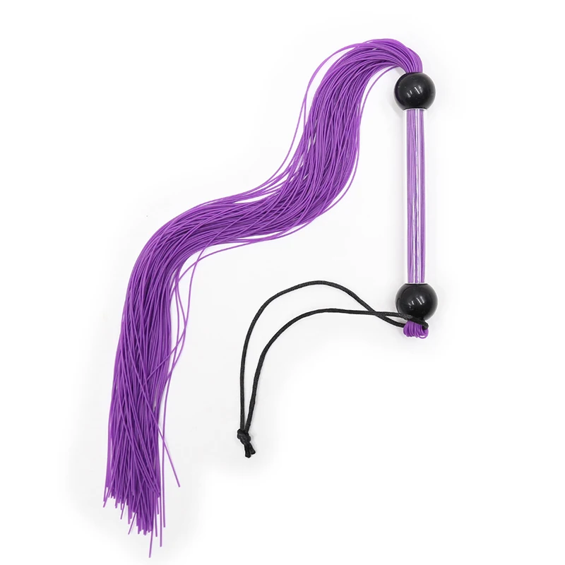 51cm Purple Plastic Pipe Handle Silicone Tassels Horse Whip Riding Crop Flogger Horse Training Dressage Whips