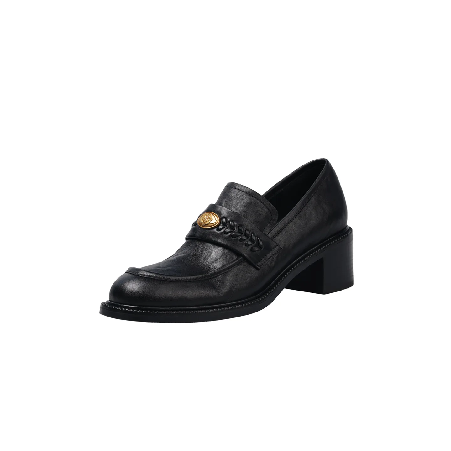 British style loafers women's soft leather folds old round head platform small leather shoes lazy one pedal versatile commute