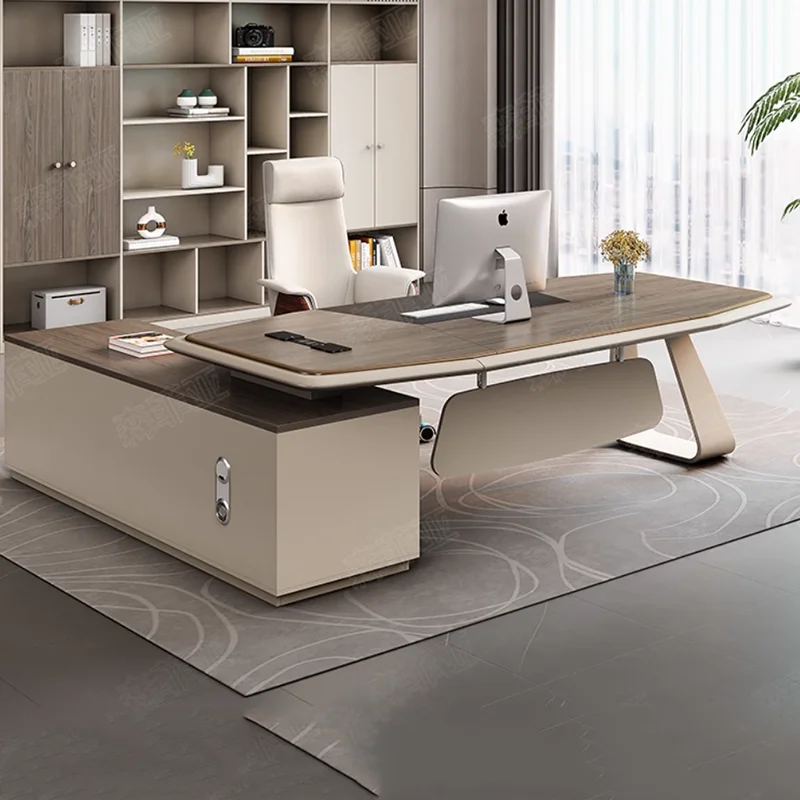 Meja Eksekutif Tinggi Kuat Penyimpanan Estetika Laci Modern Meja Eksekutif Perlengkapan Menulis Furnitur Escritorio De Computadora