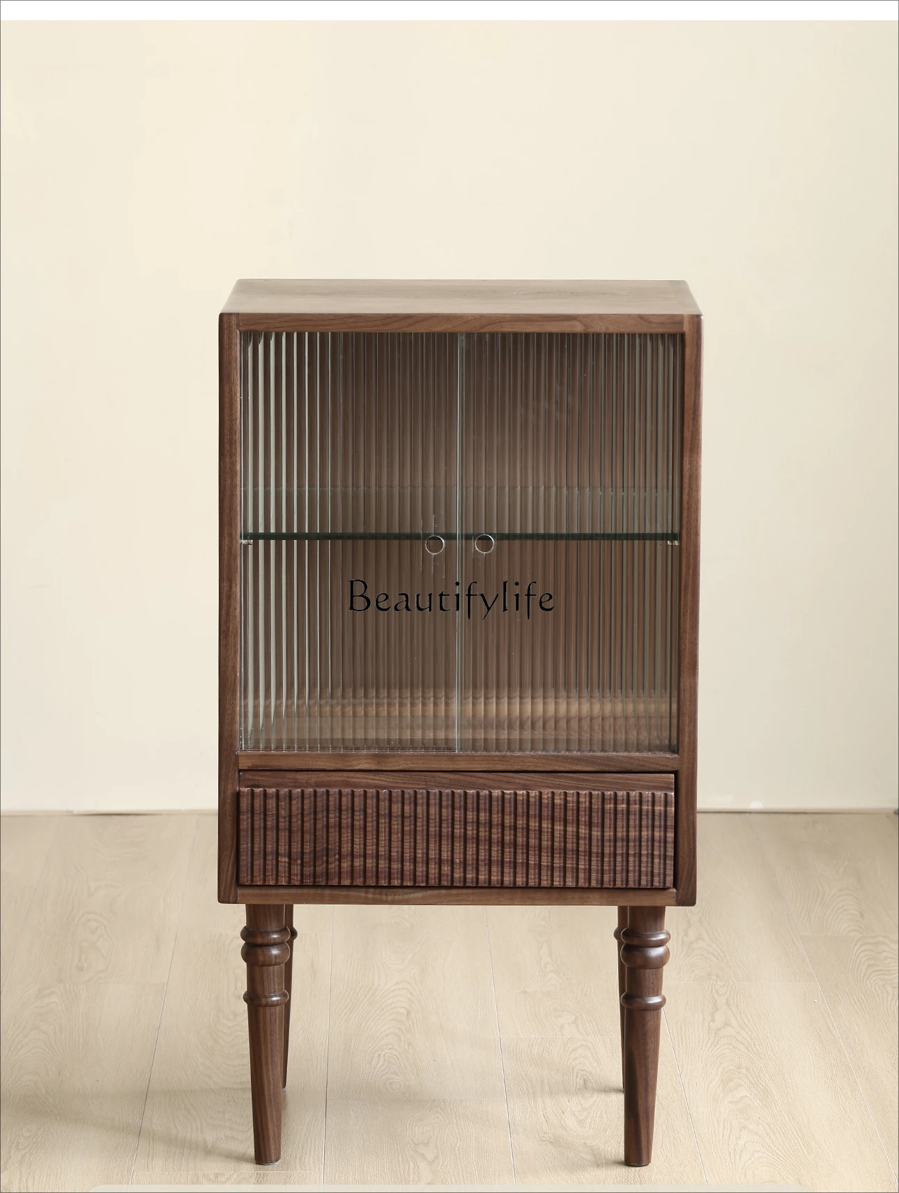 

Z.-*Glass North American black walnut storage cabinet living room solid wood sofa TV cabinet retro