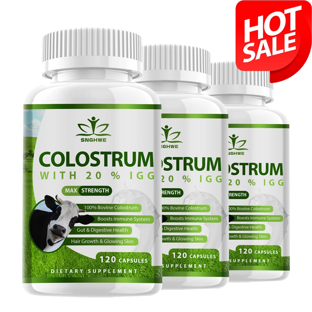 SMGHWE 1000MG Probiotic Colostrum Capsules Support Gut and Digestive Health Hair, Nail, Skin, and Muscle Supplements