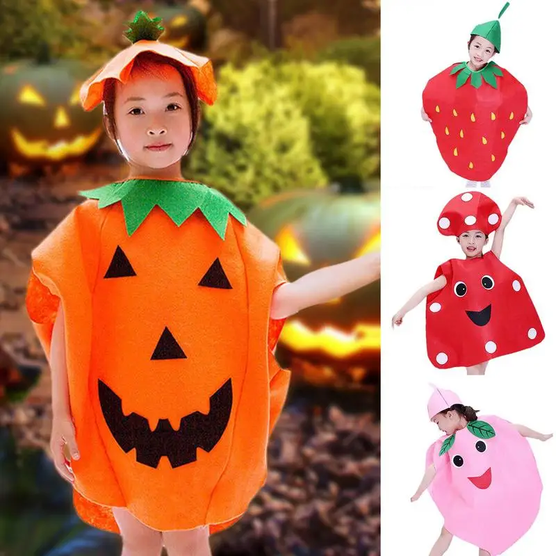 Dress Up Costume For Kids Fruit Vegetable Kindergarten Cosplay Outfit With Hat Creative Dance Outfit Children's Day Performance