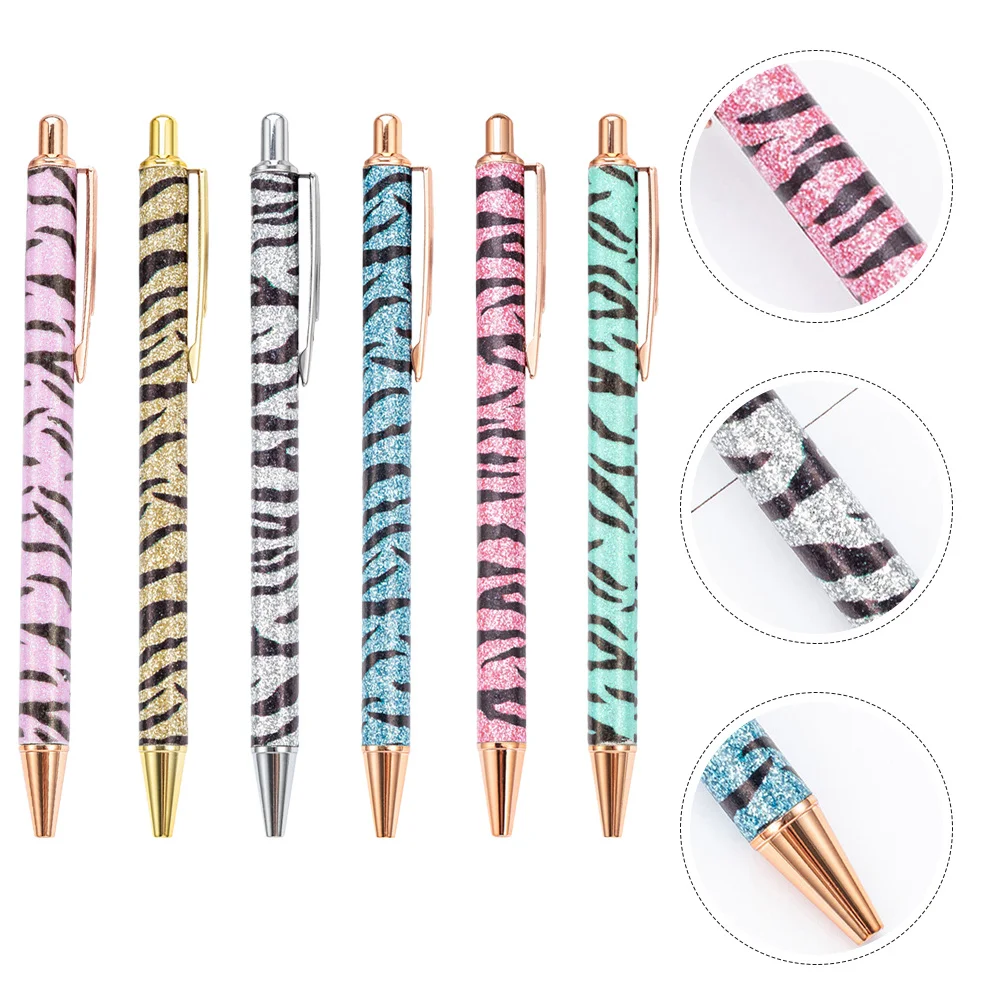 

6Pcs Creative Zebra Stripe Ballpoint Pens Press Action Smooth Ink Flow Lightweight Portable Writing Pen for Daily Use Business