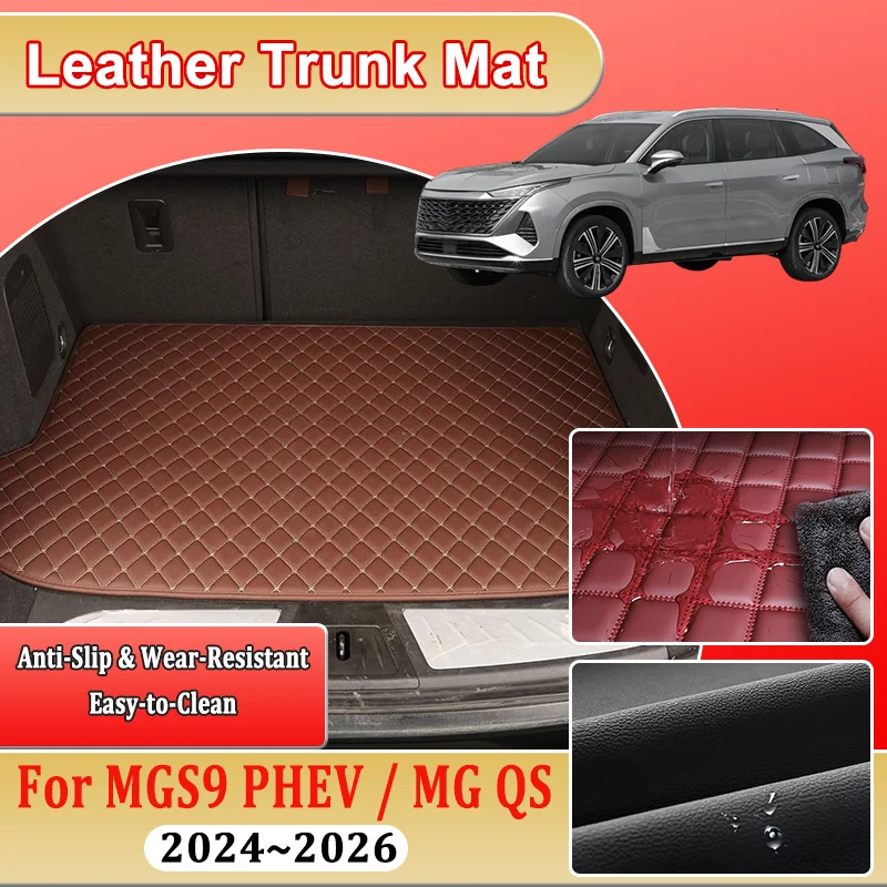 Leather Trunk Mat For MGS9 PHEV MG QS 2026 Accessorie 2025 2024 Roewe RX9 Rear Cargo Storage Anti Scratch Boot Pad Durable Liner