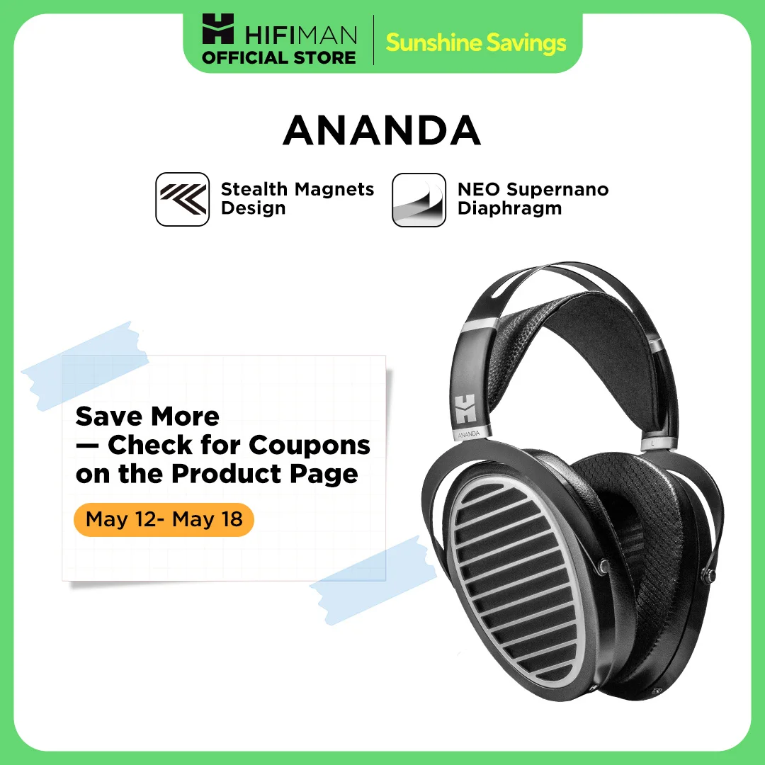 

HIFIMAN Ananda Stealth Magnet Open-Back Over-Ear Full-Size Planar Magnetic Hi-Fi Headphones
