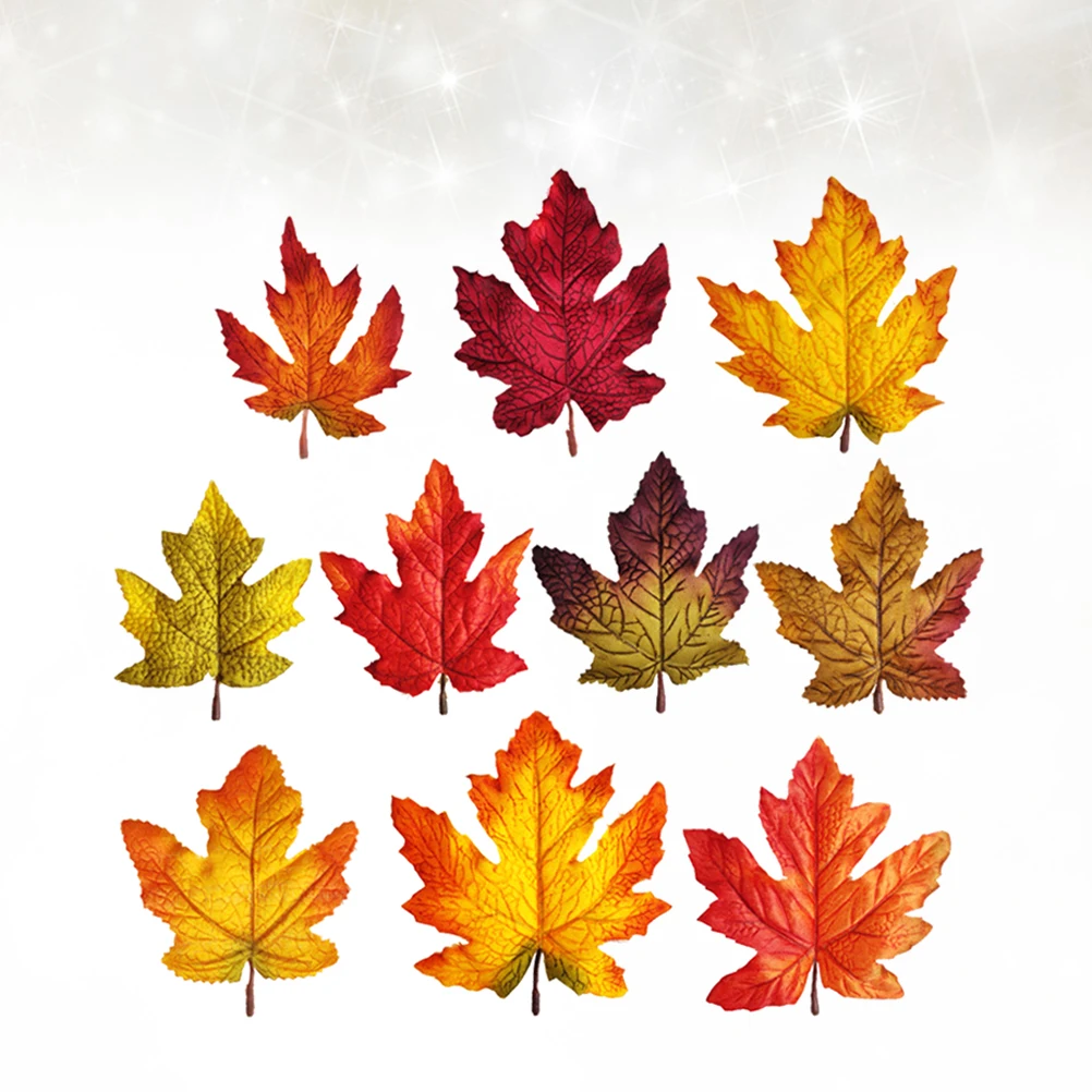 

30Pcs Lightweight Funny Maple Leaf Props for Halloween and Home Decoration 10 Colors Mixed Artificial Maple Leaf