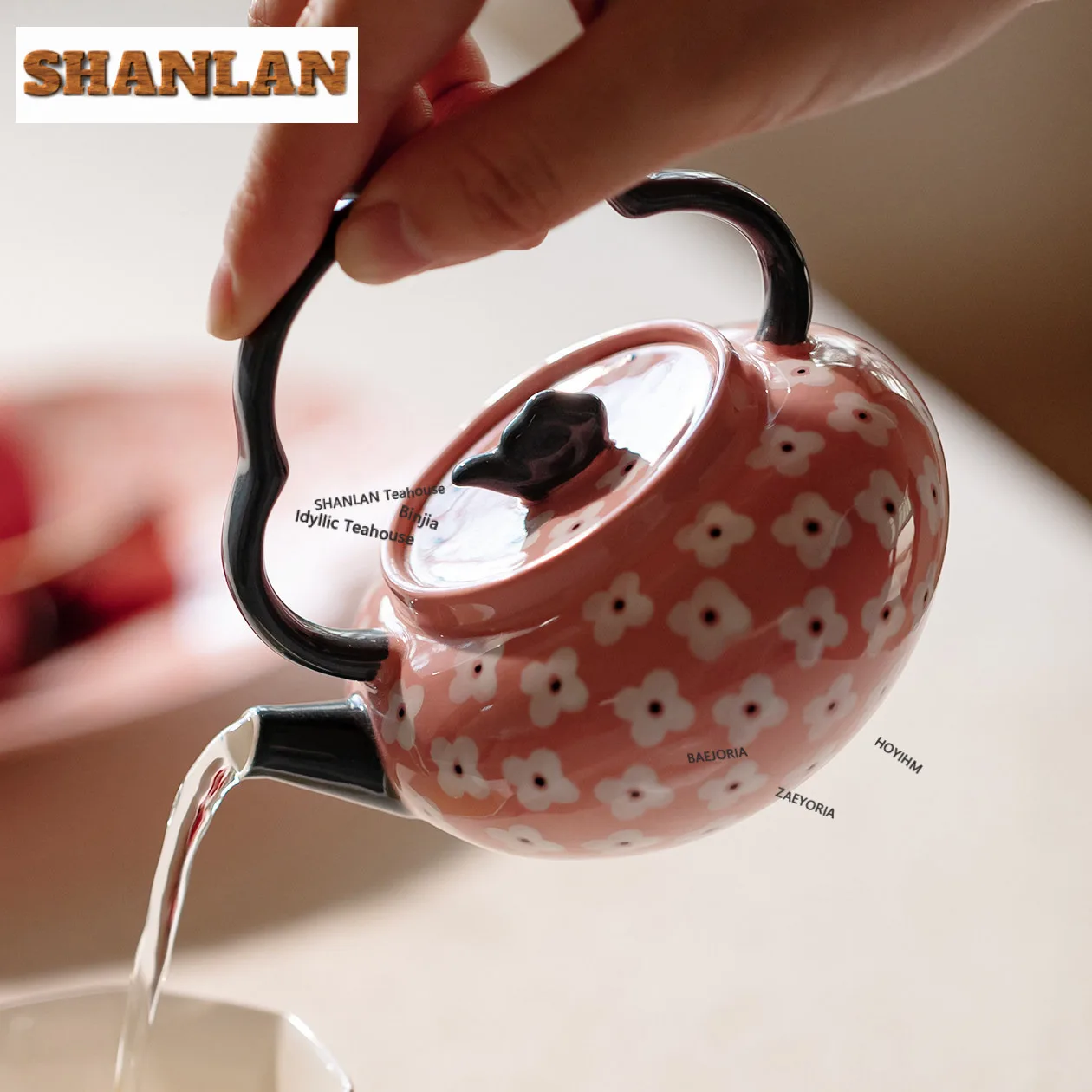 150ml Grapefruit Powder Four Petals Flower Teapot Japanese Tea Infuser Pot Tea Brewing Kettle With Strainer Tea Services Gifts