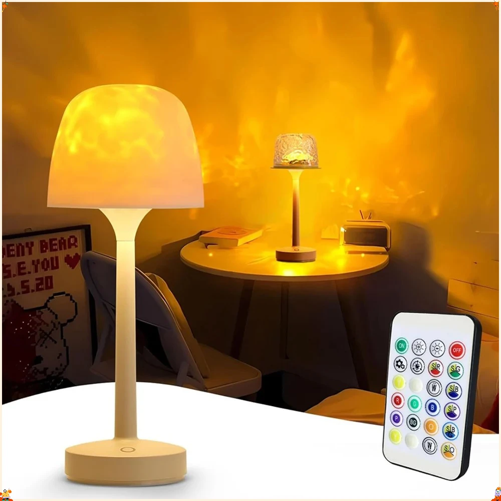 

Waterproof Shower Lamp for Inside Shower RGB Bathroom Lamps Remote Touch Cordless Shower Light 16 Color LED Ocean Wave Projector