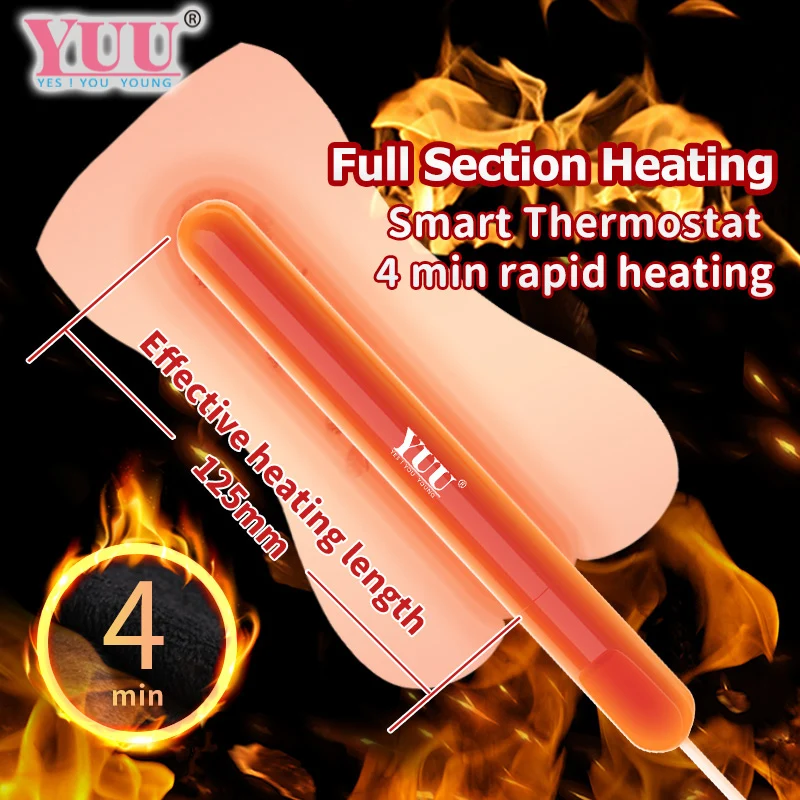 YUU Vagina USB Heating Rod Male Masturbator Warmer Smart Thermostat Sex Dolls Heating Stick Anal Masturbation for Men Toy Heated