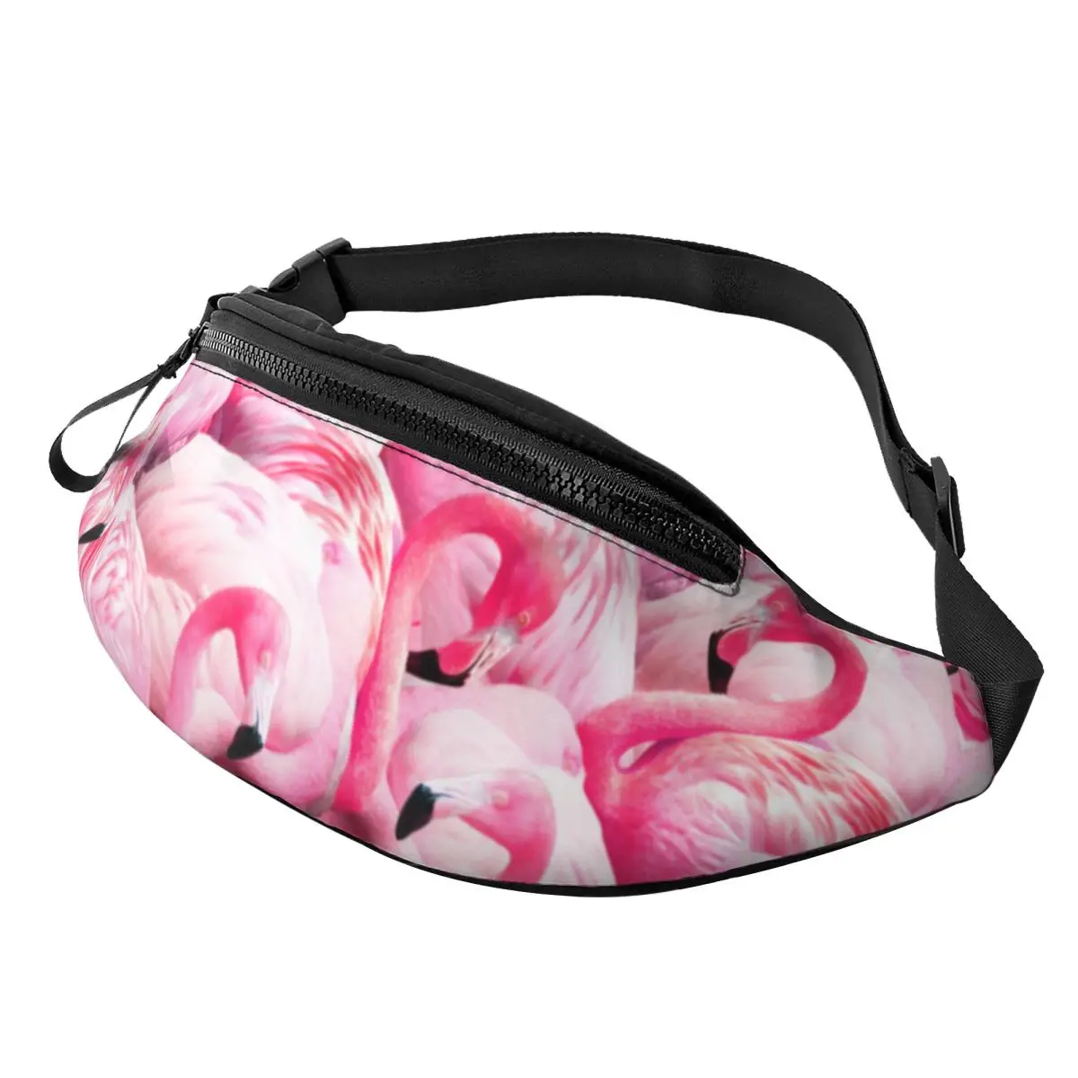 Custom Cartoon Flamingo Fanny Pack for Women Men Fashion Cartoon flamingo Crossbody Waist Bag Cycling Camping Phone Money Pouch
