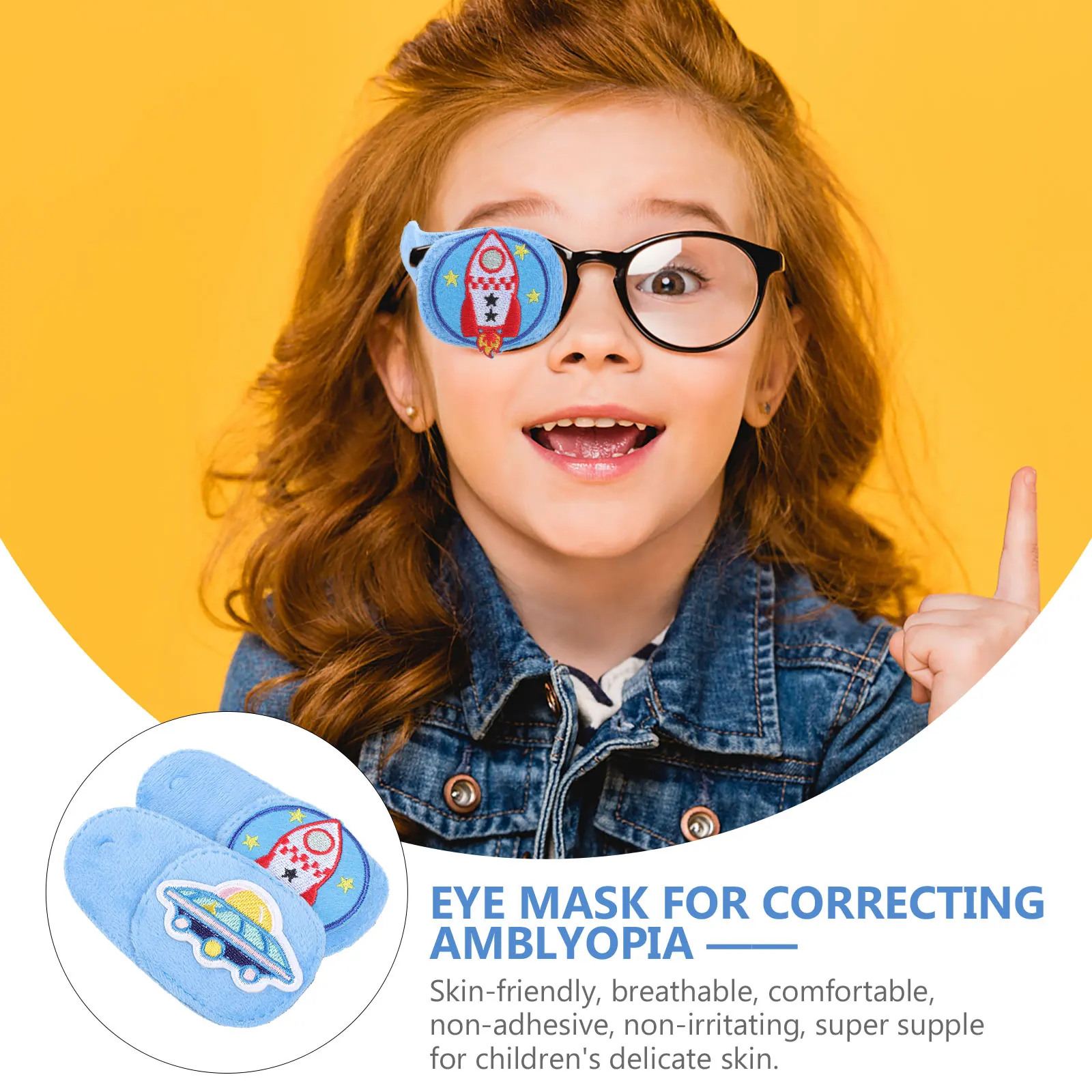 

2pcs Patches Cartoon Single Covers For Strabismus Correction Amblyopia Lazy Patch Adjustable Elastic Band Non-Woven