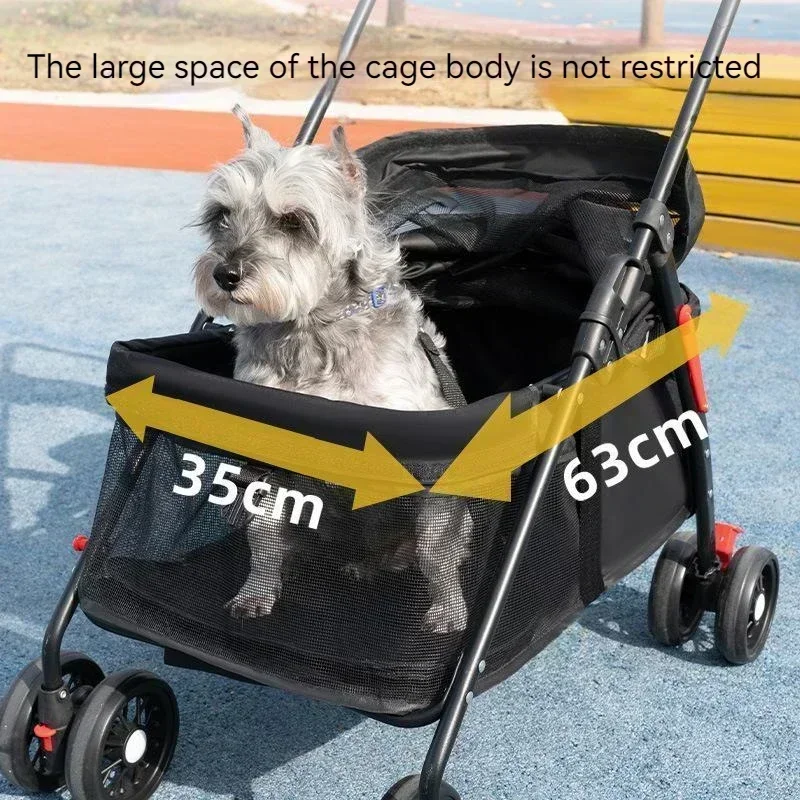 Pet Stroller Detachable and Easy Folding Travel Breathable Aluminum Cat Dog Baby with Storage Basket Outdoor Cat Dog Transporter