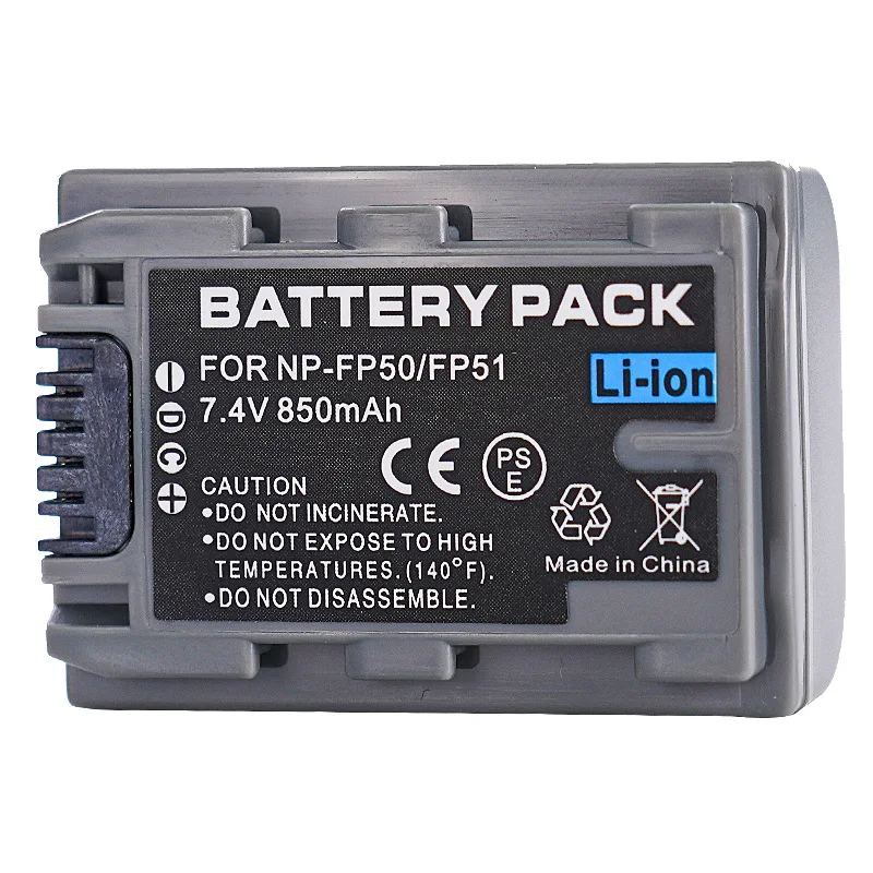NP-FP50 7.4V 850mAh Camera Battery for Sony DCR-HC21E HC23E HC24E SR40E SR60E SR70E