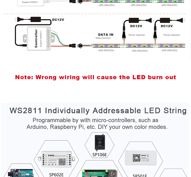 5V 12V WS2811 WS2812 3PIN Clear Lense LED String Lights Dream Color RGBIC Addressable Individually Fairy Seed Pixels Light