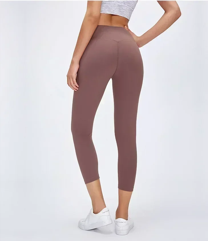 Leggings de Yoga com cintura alta limão para mulheres, calças esportivas fitness, calças justas de ginástica para jogging, calças esportivas respiráveis, 21 cm