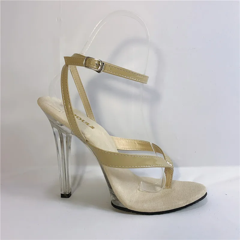 12 cm high heels fashion ladies sandals, transparent high heels ladies party wedding shoes, nude tape-dancing shoes