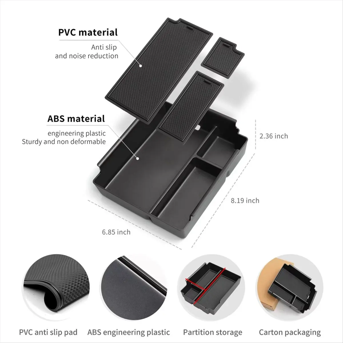 Super Sale Car Center Console Armrest Storage Box for BYD Shark 2024 2025 Car Tray Organizers Accessories Tidying