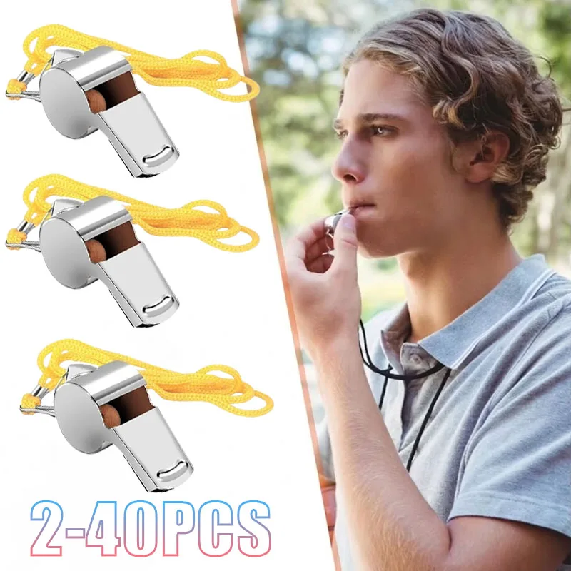 2-40PCS  Emergency Whistle Compact Lightweight Durable for Travel Commute Night Safety Personal Alarm Security