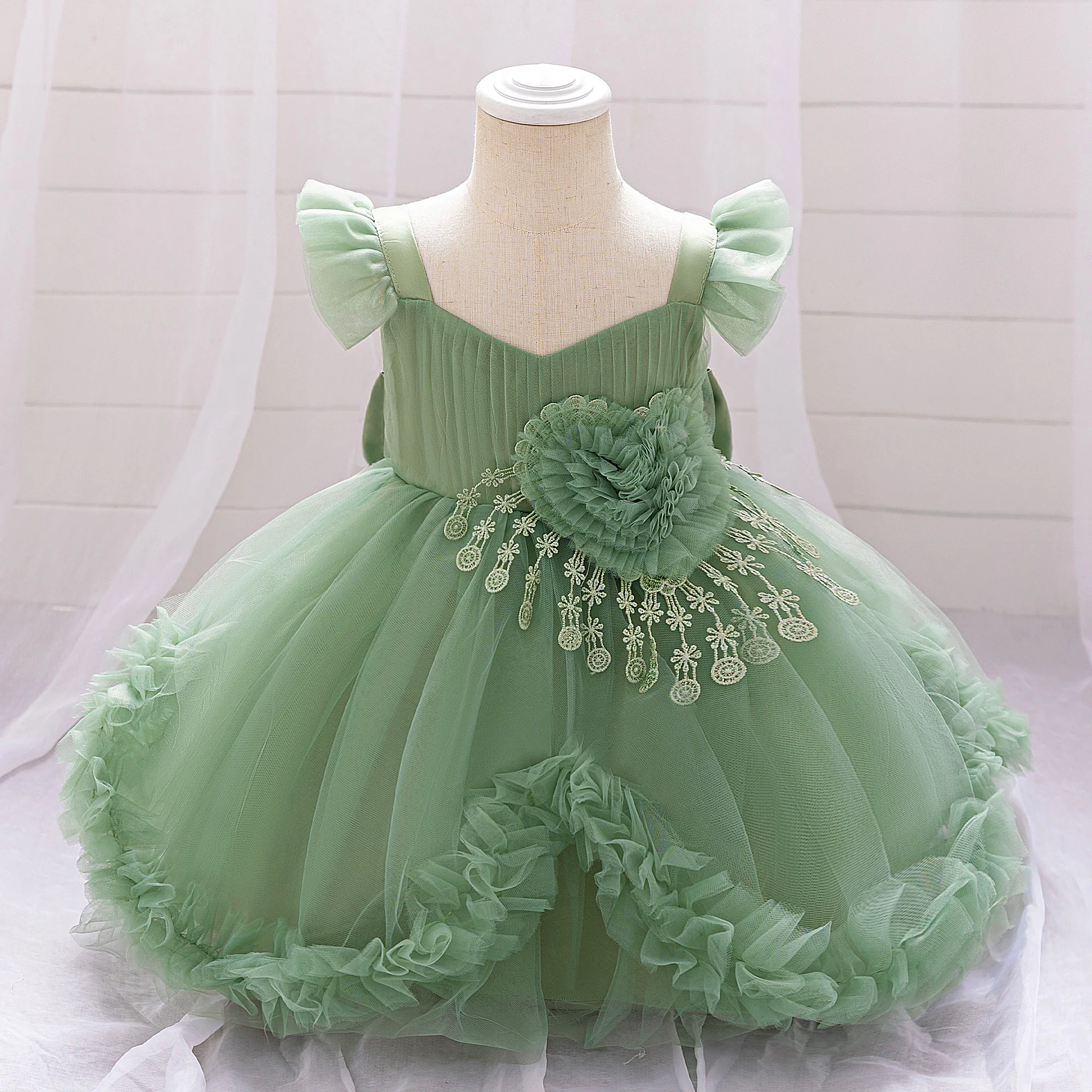 

Summer Flower Princess Party Baby Girl Dress Toddler Tulle 1st Birthday Baptism Prom Dresses Flower Bridesmaids Wedding Costumes
