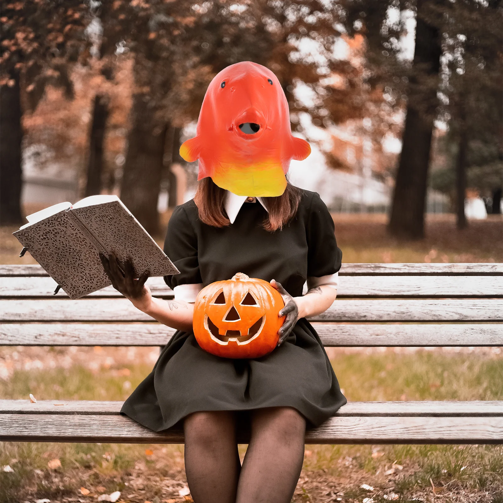 

Red Goldfish Head Mask Lightweight Halloween Party Cosplay Prop For Carnival Masquerade Costume Accessory Decorative Fish