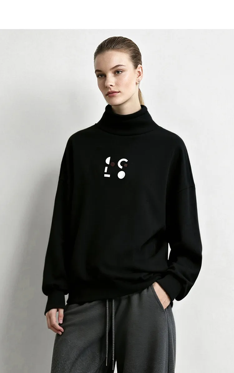 Amii Mock Neck Fleece Lined Sweatshirt Drop Shoulder Oversized Slimming Casual Minimalist Winter Women's Sweaters 12614002