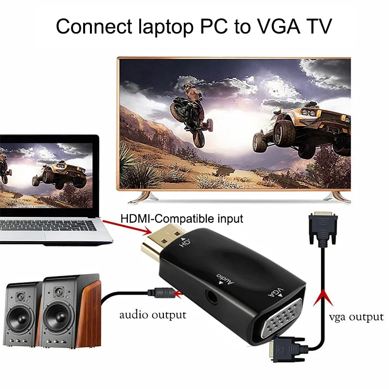 ذكر إلى أنثى HDMI-متوافق مع محول VGA 1080P كابل الصوت محول الفيديو ل PS3 PS4 الكمبيوتر المحمول صندوق التلفزيون الكمبيوتر العارض