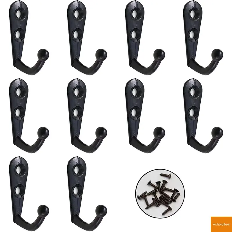 10 Units Hat Coat Hooks for Wall Mounted Alloy Coat Hanger Home Towel Key Hanger Bathroom Slatwall Robe Hooks Home Accessories