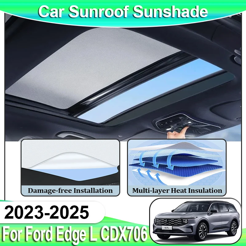 

Sunroof Sticker For Ford Edge L CDX706 Accessories MK3 2023 2024 2025 Skylight Curtain Sunroof Visor Electrostatic Adsorption