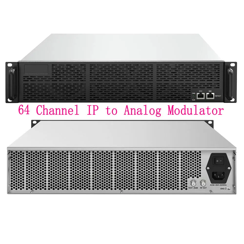16 32 48 64 kanalen analoge modulator voor hotel TV-diensten IP naar RF NTSC PAL BG PAL DK hotelkabel front-end RTP UDP.