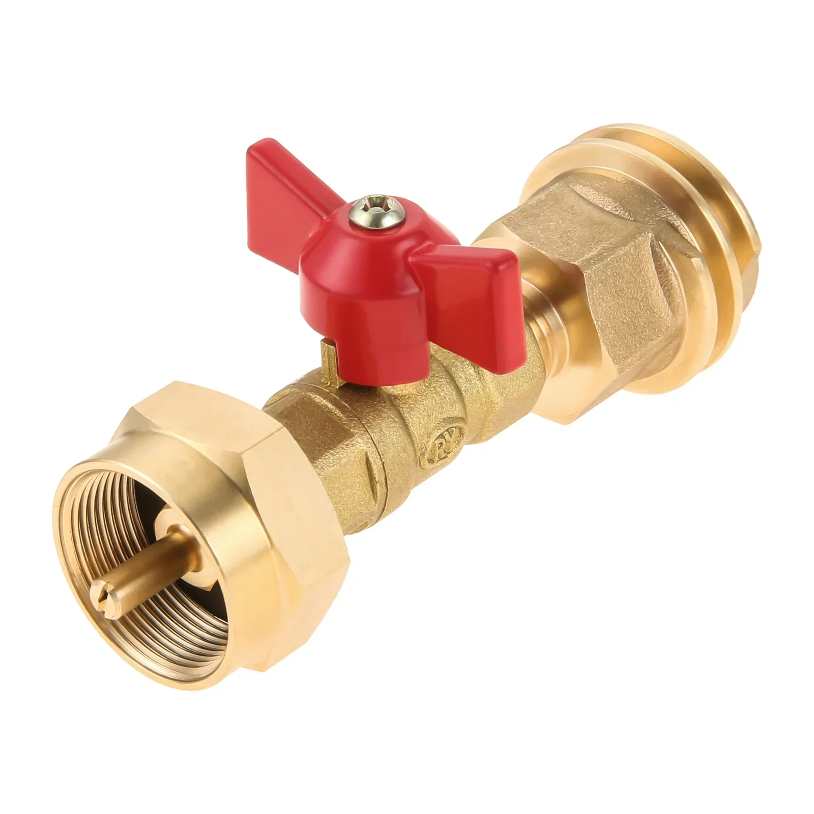 1lb/16.4oz Brass Propane Adapter + Valve Steak Saver Adapter CGA600 to QCC/Type1 Male Connector External/Internal Thread BBQ