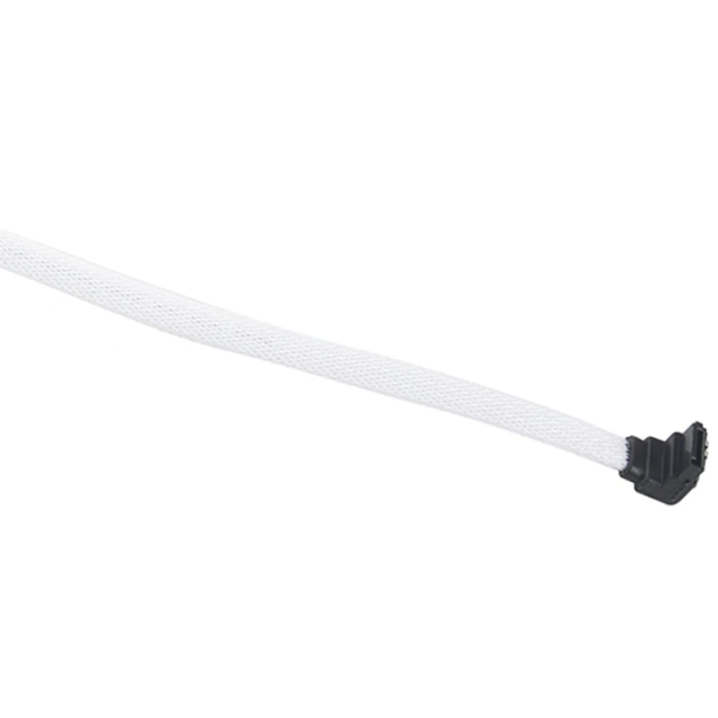 5X สาย SATA3ข้อมูล SATA 3.0 III ขนาด50ซม. สายเคเบิลข้อมูล7Pin มุมขวา6กิกะไบต์/วินาที SSD สายฮาร์ดดิสก์ HDD พร้อมปลอกไนลอน (สีขาว)