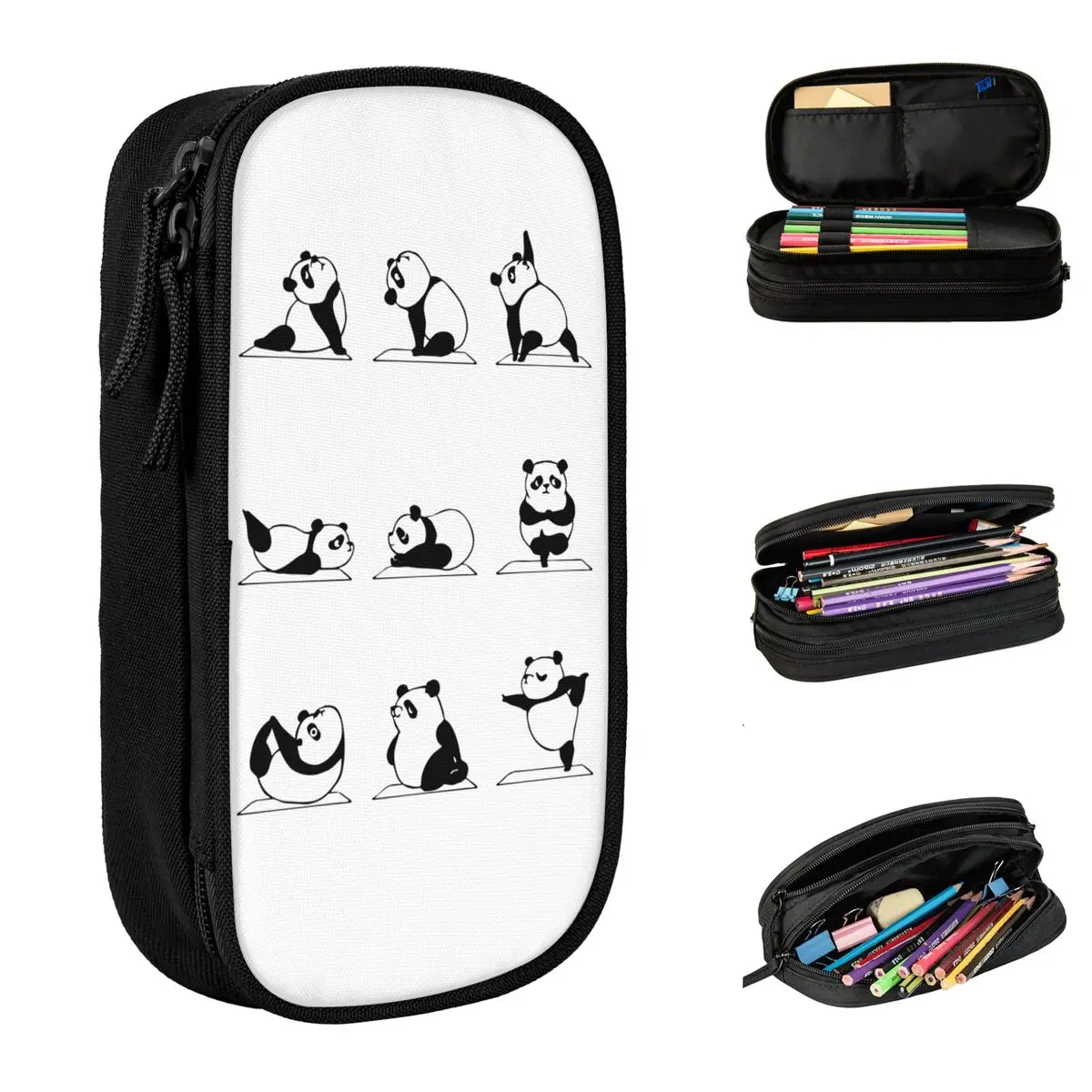 Panda Yoga Pencil Cases Gym Relaxation Cartoon Exercise Animal Pencilcases Pen Big Capacity Bag Students School Gifts Stationery