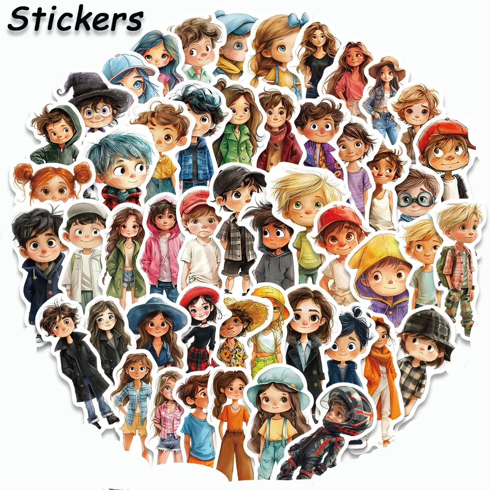 50PCS Fashion Color Dressing Stickers Youth Clothing DIY Decals For Fridge Laptop Suitcase Skateboard Guitar Decorate Stickers