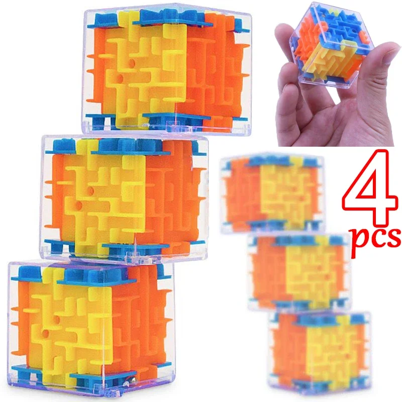 4/2/1pcs Maze Magic Cube Puzzle Toys Children Kids 3D Mini Rolling Balls Games Stress Relieve Playing Six-sided Puzzles Gifts