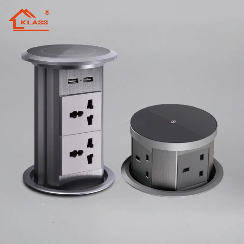 Electric Power Lifting Pop up Socket with 15W Wireless Charge 35W USB+ Type C Socket for Home Desk Universal Sockets