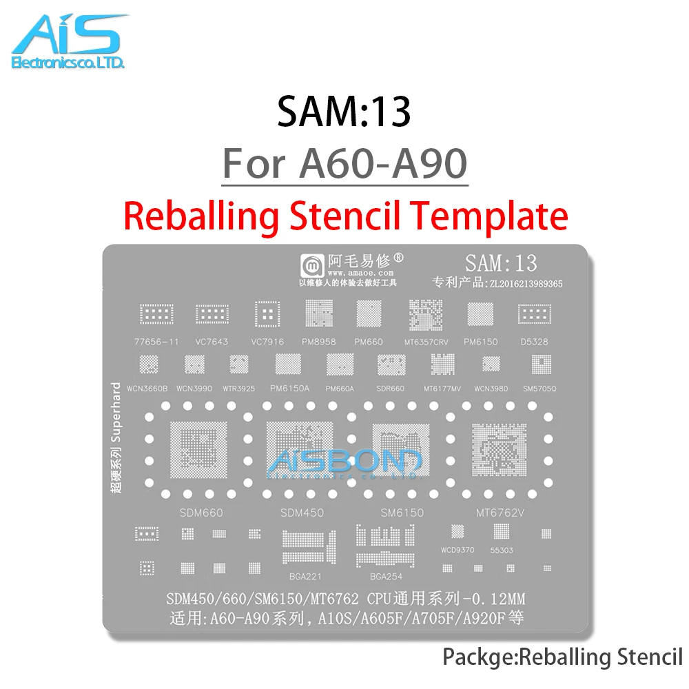 Amaoe BGA Reballing Stencil For Samsung All Galaxy series A full range Exynos Snapdragon CPU Power Charger RF IC Tin Net Repair