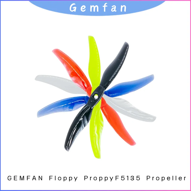

Gemfan F5135 5,1-дюймовый 2-лопастной складной гибкий пропеллер для FPV-дрона дальнего действия с низким уровнем шума, эффективный полет 4/6S, 2 пары