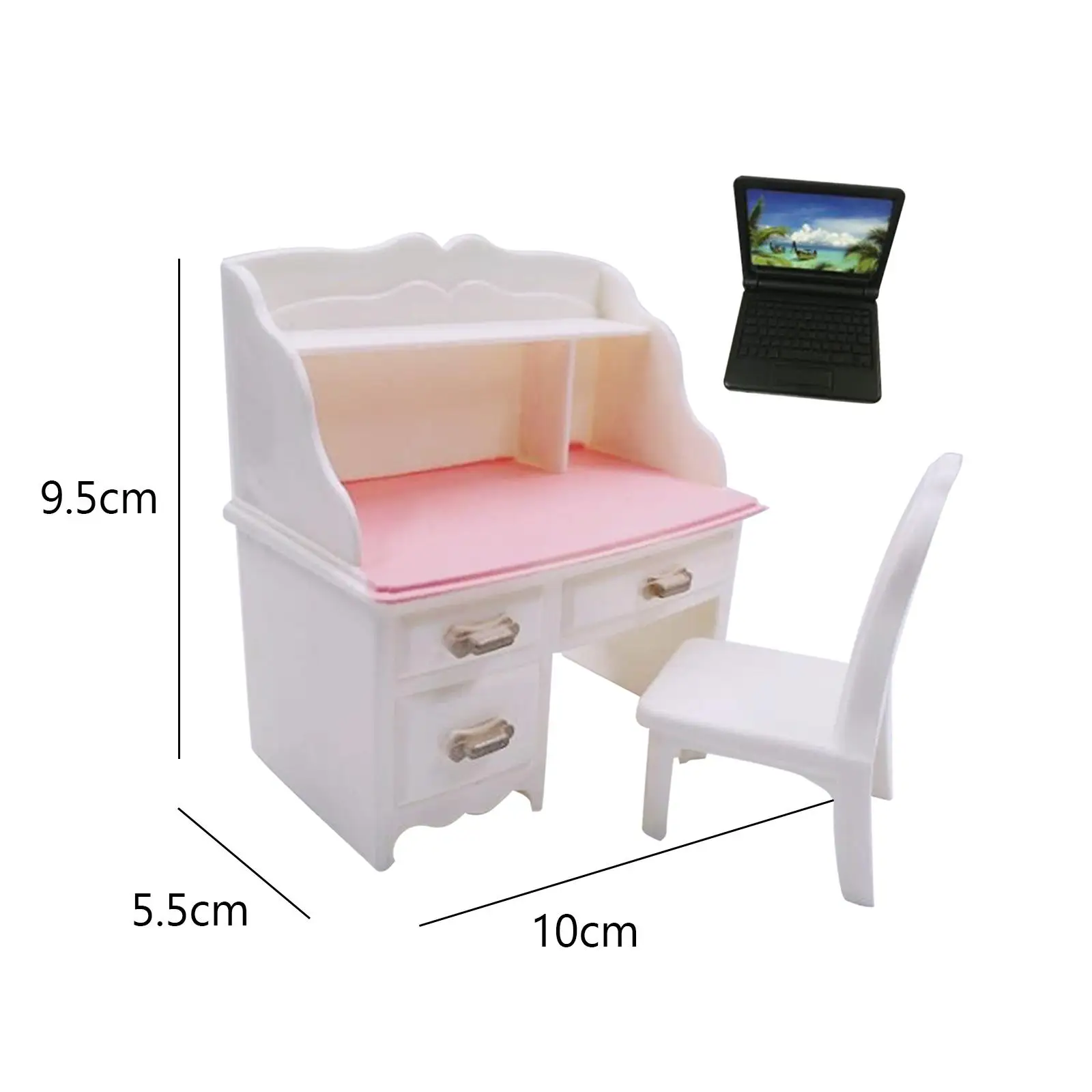 1:6 Dollhouse Miniature Desk Chair Set, DIY Scene Model, Dollhouse Notebook Decoration Accessories