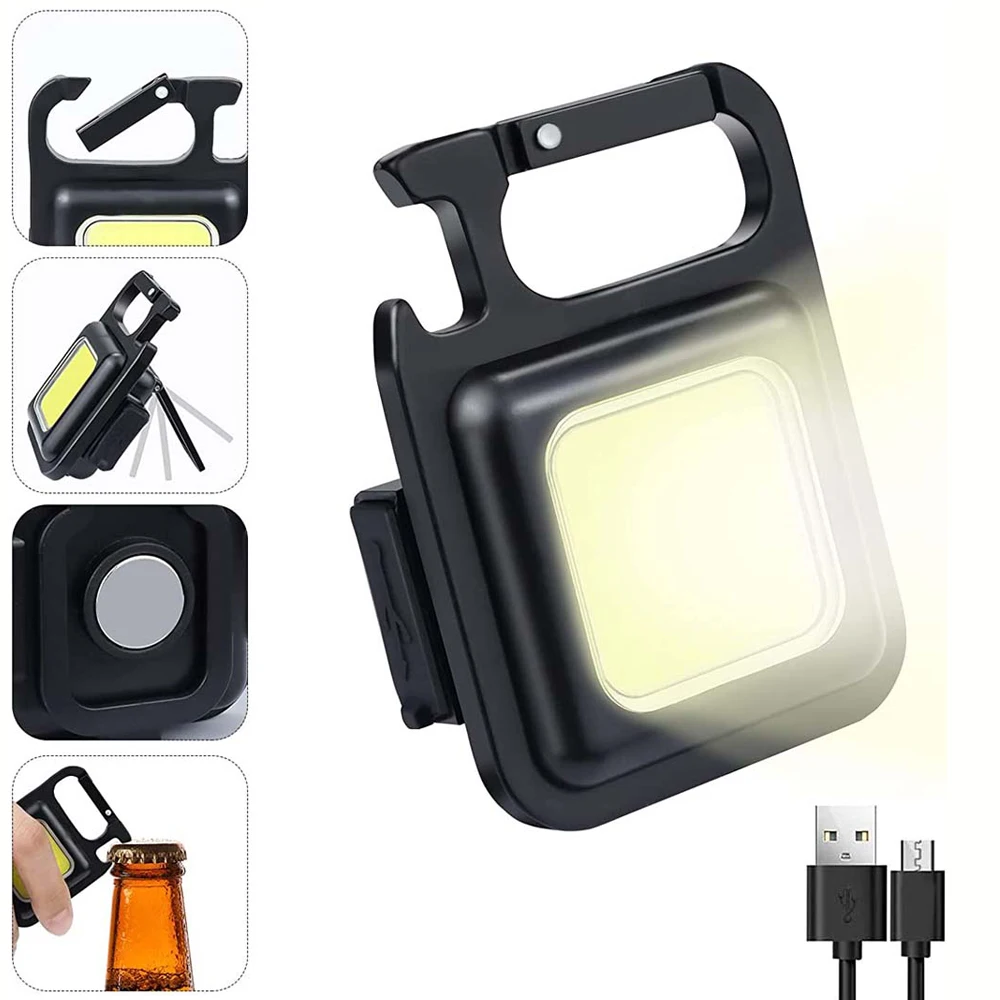 Nieuwe Mini LED-werklamp Multifunctionele Glare COB-sleutelhanger Licht Oplaadbare draagbare zaklamp Outdoor Camping Light