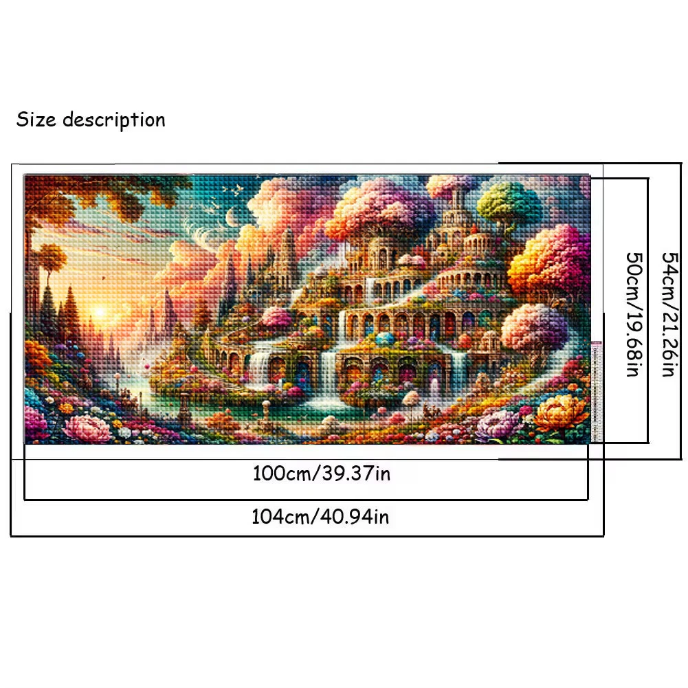 Surrealistic beautiful tiered gardens,waterfalls,flowers,arches,skies, 5D Diamond Painting Mosaic Embroidery Cross Stitch Kits