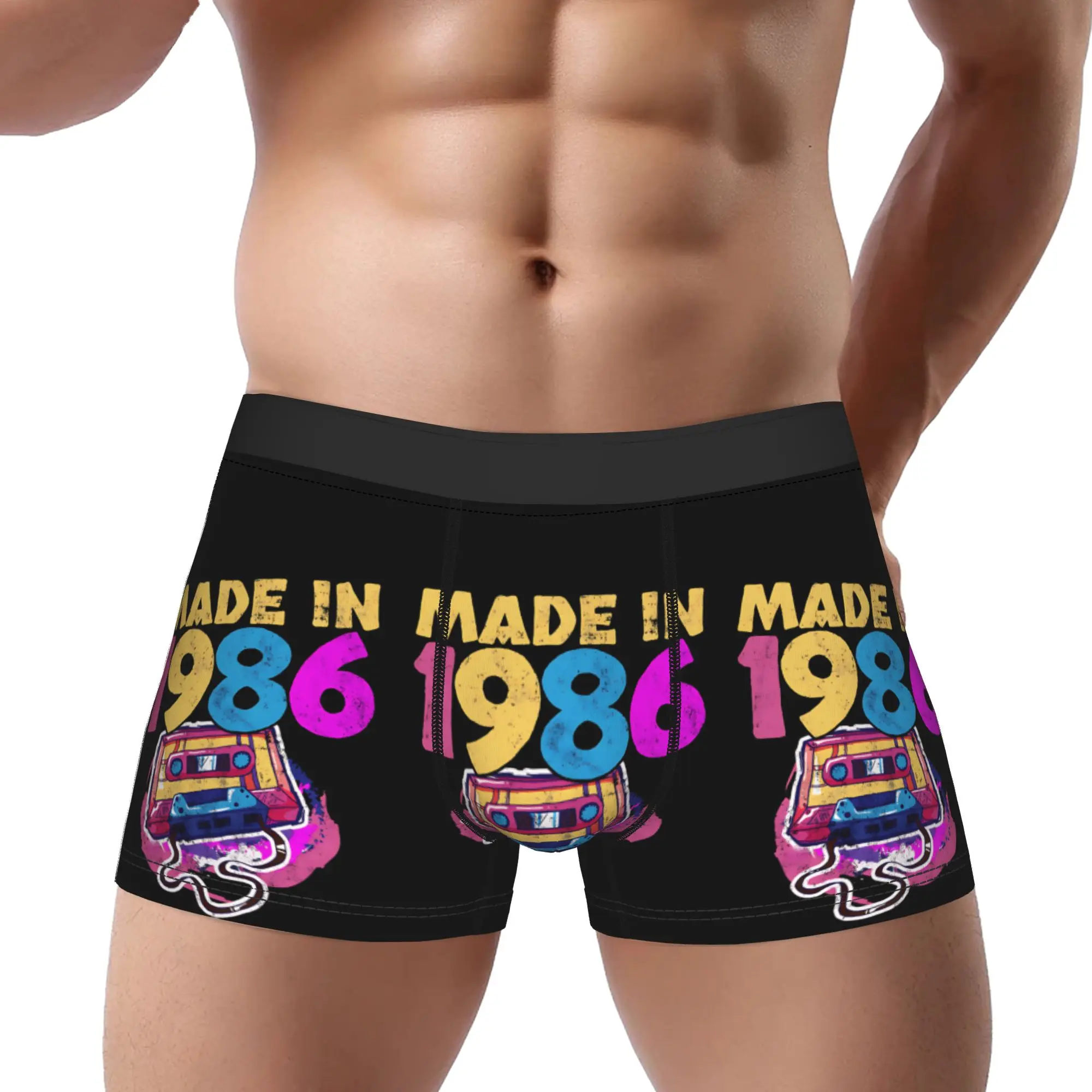 

1piece 1986 Made In 1986 Retro Cassette Tape Underpants Homme Panties Male Underwear Comfortable Shorts