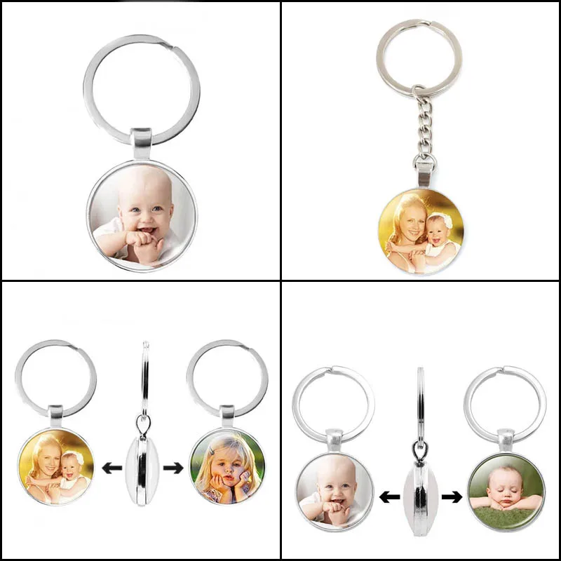 

Custom Cute Personalized Single Sided Double Sided Keychain Fashion Art Photo Dad Mom Baby Boy Girl Grandpa Grandma Keyring Gift