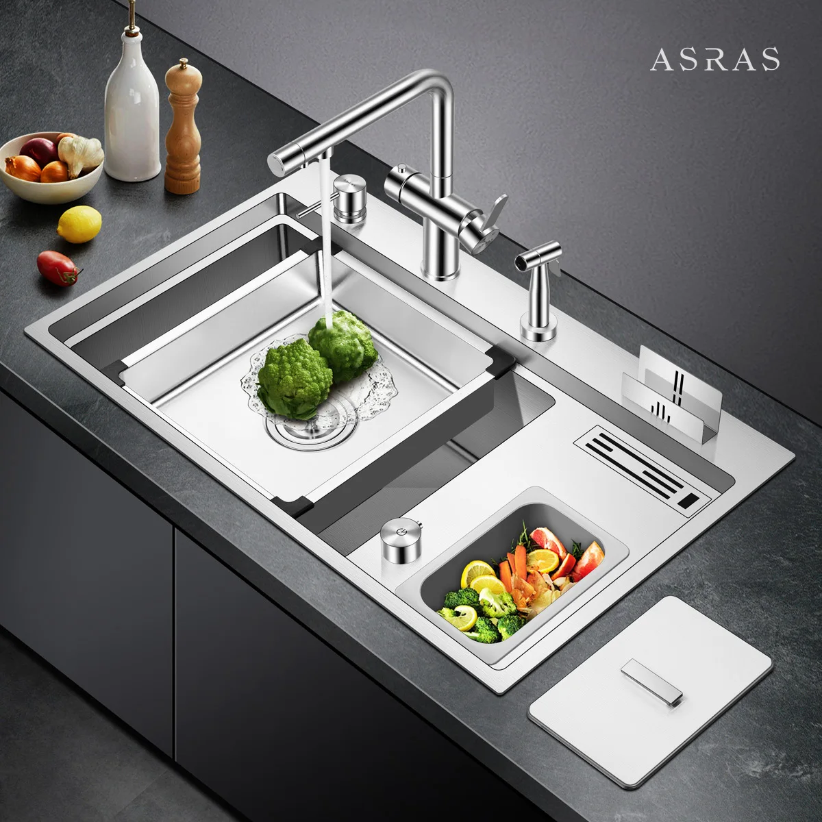 

Sink large single trough kitchen dish washing basin manual stainless steel household sink