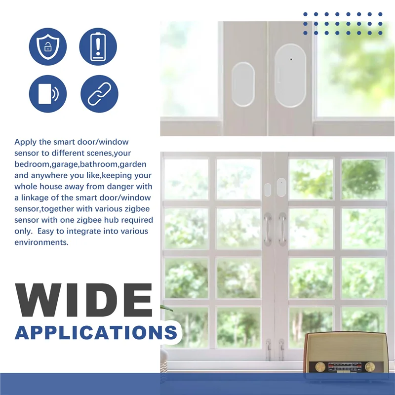 Tuya Zigbee 도어 및 창 센서 스마트 홈 자동화 보안 보호 Smartlife APP 알람 원격 실시간 Push-A86G