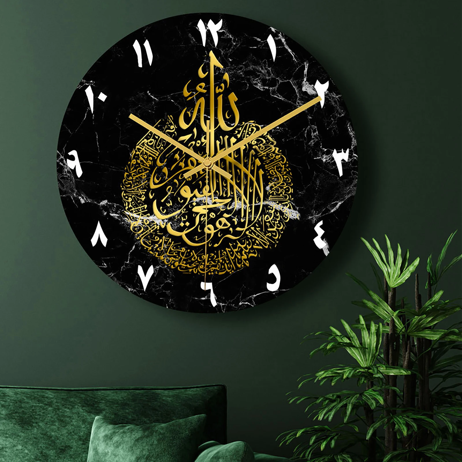 1pc Acrylic Mirror Decorative Clock Islamic Calligraphy Decoration Silent Wall Decor Home Clock Clock Wall 3d Pendulum