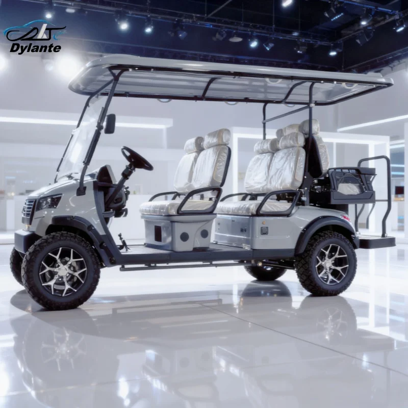 All-Terrain Liftable Low-Cost Mini Electric Sightseeing Club Cart Carbon Fiber Lithium Center Console 6 Seats Off-Road Golf Cart