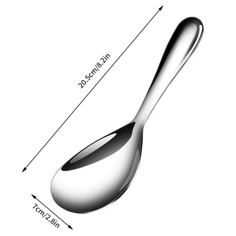 304 Stainless Steel Rice Spoon Household Rice Shovel Canteen Long Handle Dining Spoon Large Spoon Rice Is Not Sticky