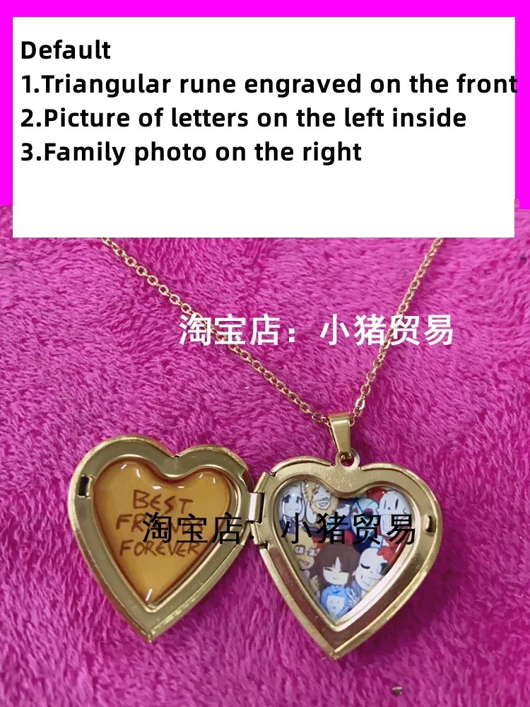 Customizable Game UNDERTALE Romantic Heart Photo Frame Necklaces Can Be Opened Lovers Friend Pendant Jewelry Xmas Gifts