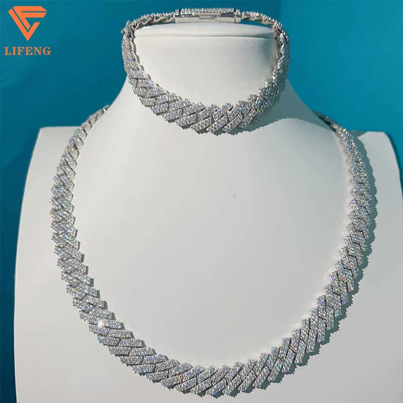 Lifeng Fashion Jewelry Hot Sale Through The Diamond Test Moissanite 925 Sterling Silver Hip Hop Cuban Chain Necklace